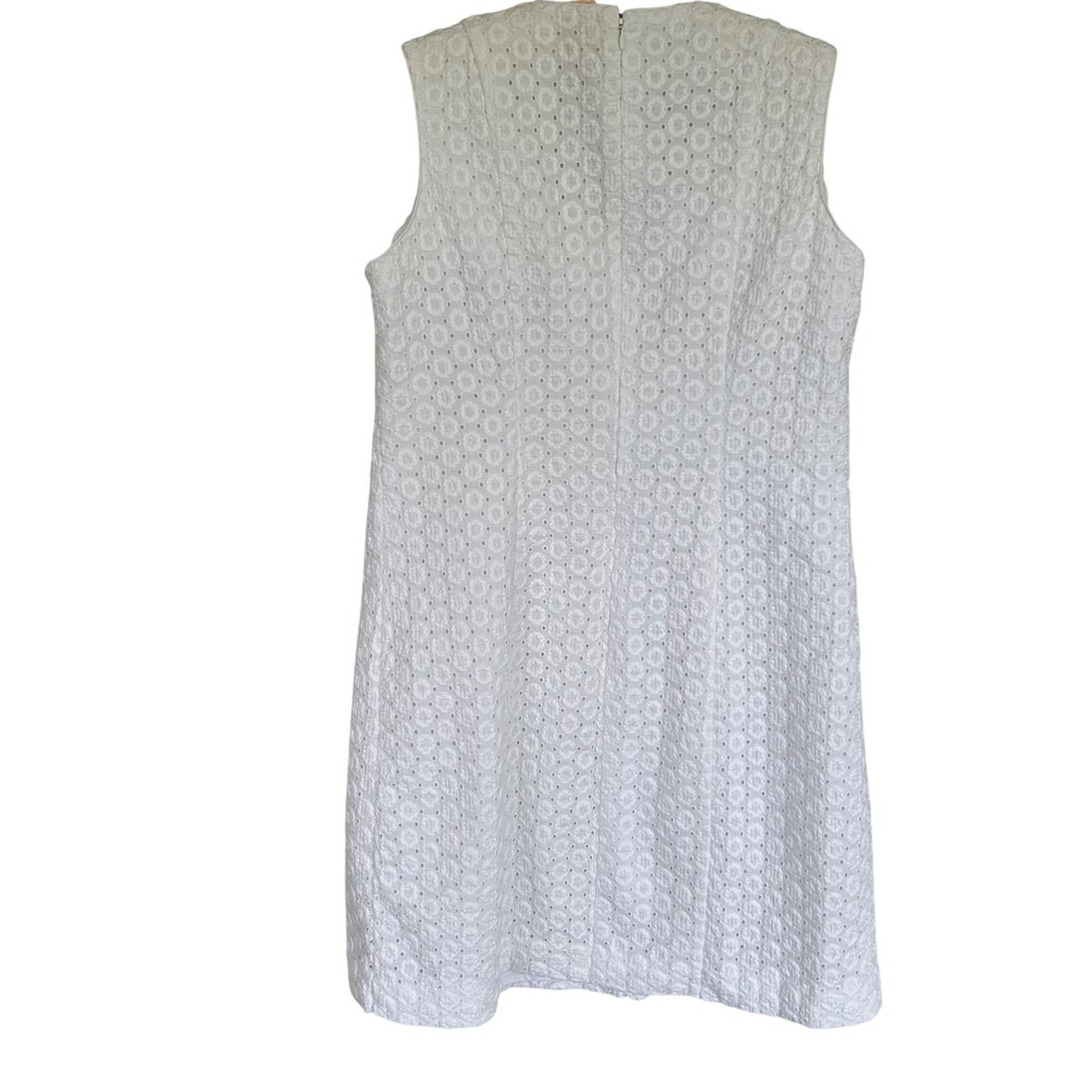 Pendleton Eyelet Lace Dress Women 12 White Cotton Sleeveless Shift V-Neck TJ244 - Picture 5 of 10